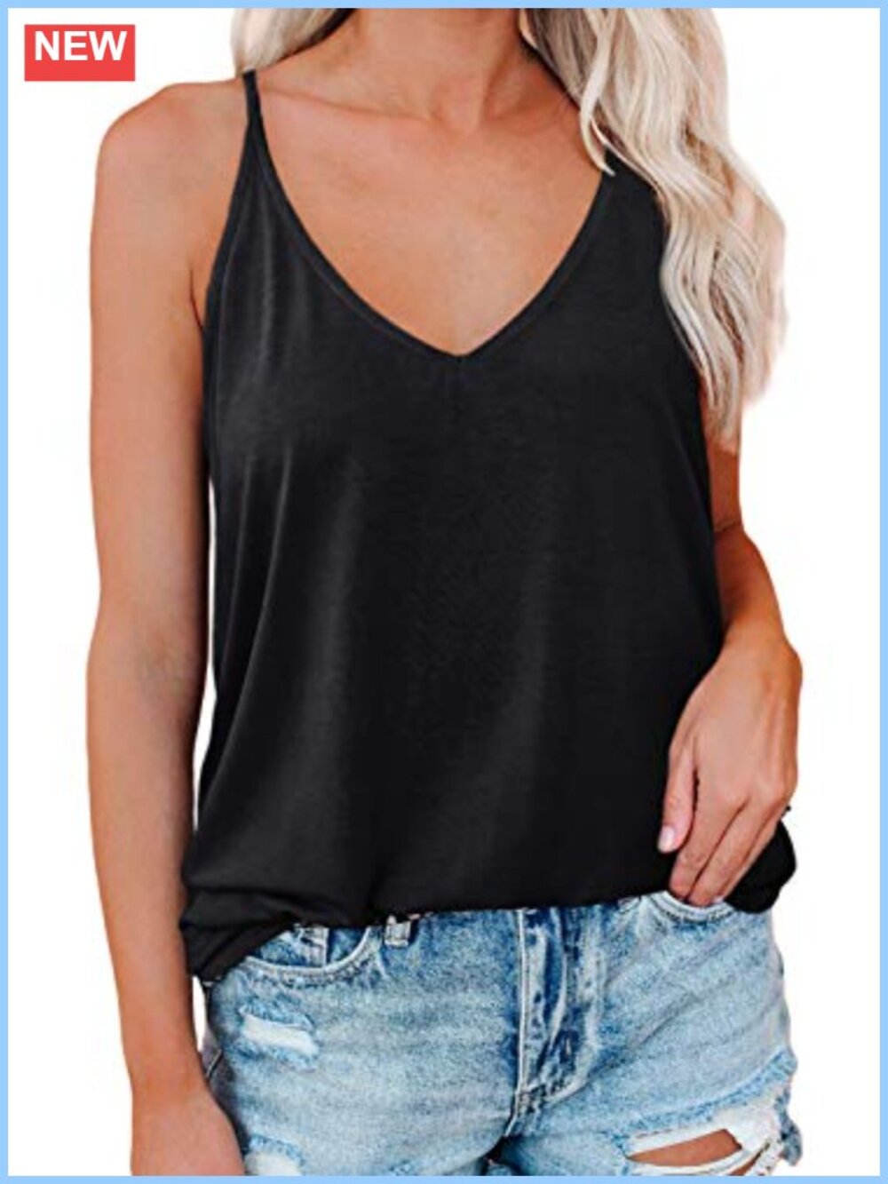 V Neck Spaghetti Strap Tank Top Sleeveless Summer Camisole